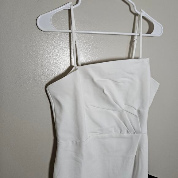 NWT Lulus Drinks On Me White Sleeveless Pleated Bodycon Dress Cocktail Sz L - Picture 5 of 12